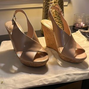 Jessica Simpson platform cork wedge patten sandal side buckle 9